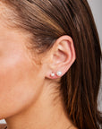 9CT PEONY PEARL STUD EARRINGS