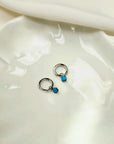 TURQUOISE HUGGIE EARRINGS - STERLING SILVER
