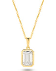 HEIRLOOM 1CT EMERALD CUT BEZEL DIAMOND PENDANT -SOLID GOLD