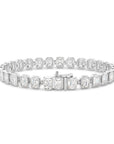 15CT BEZEL EMERALD CUT DIAMOND TENNIS BRACELET - 9CT GOLD