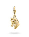 Gold-Plated Horse Head Charm with White Zirconia