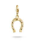 Gold-Plated Horseshoe Charm with White Zirconia