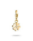 Gold-Plated Four-Leaf Clover Charm with Zirconia Centre Stone