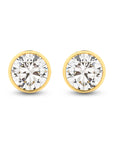 HEIRLOOM BRILLIANT CUT BEZEL SET DIAMOND STUD EARRINGS - SOLID GOLD