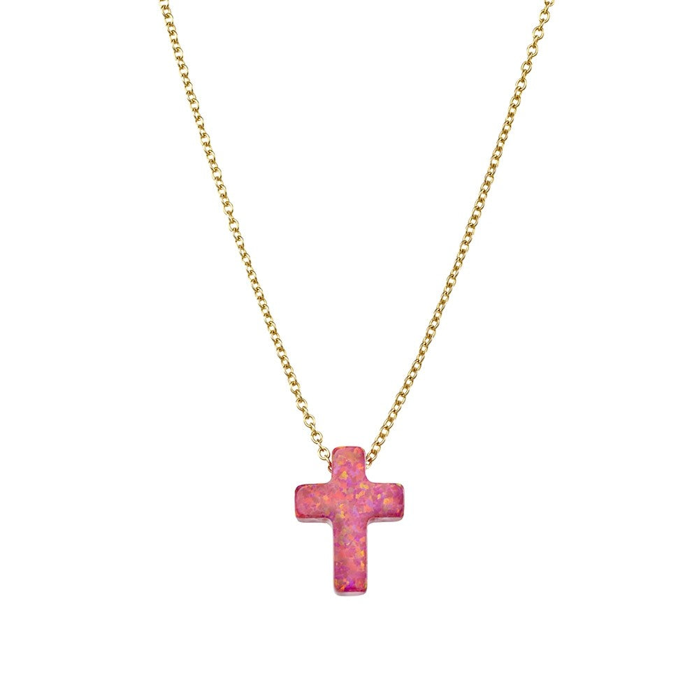 S/S OPALITE CROSS NECKLACE