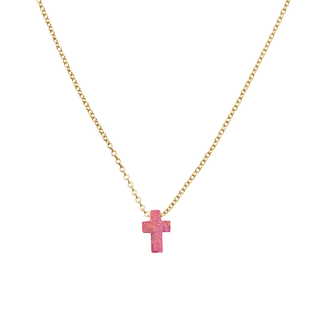 S/S OPALITE CROSS NECKLACE