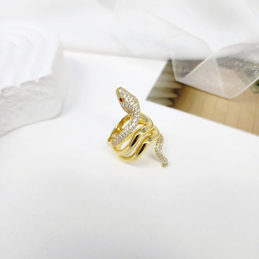 CORA CZ SNAKE RING - STERLING SILVER