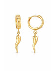 9CT GOLD CORNICELLO HUGGIE EARRINGS