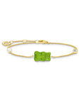 THOMAS SABO Bracelet with green goldbears & freshwater pearl