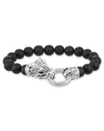 THOMAS SABO Bracelet with obsidian beads and dragon clasp