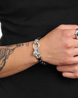 THOMAS SABO Bracelet with obsidian beads and dragon clasp