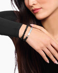 THOMAS SABO Engraved bracelet with obsidian beads