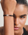 Textile bracelet Together black with zirconia