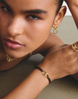 Textile bracelet Together brown with zirconia
