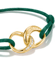 Textile bracelet Together green with zirconia