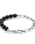 Stainless Steel Obsidian Bead Bracelet