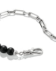 Stainless Steel Obsidian Bead Bracelet