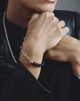 Stainless Steel Obsidian Bead Bracelet