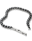 Stainless Steel Tennis Bracelet with Black Zirconia