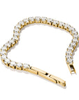 Gold-Tone Stainless Steel Tennis Bracelet with White Zirconia