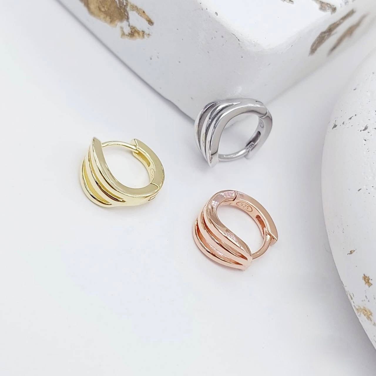 RIPPLE HUGGIE EARRINGS - STERLING SILVER