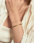 Gold Round & Teardrop Bezel Station Bracelet