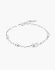 Silver Bezel Organic Dome Pebble Station Bracelet
