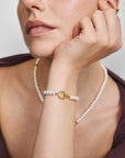 Gold Elegant Shell Pearl Bracelet