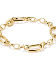 Gold-Tone Stainless Steel Charm Club Bracelet with 3 Connect Links