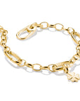 Gold-Tone Stainless Steel Charm Club Bracelet with 3 Connect Links