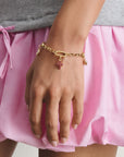 Gold-Tone Stainless Steel Charm Club Bracelet with 3 Connect Links