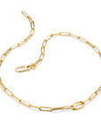 Gold-Tone Stainless Steel Charm Club Paperclip Necklace
