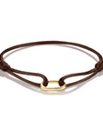 Brown Textile Charm Club Bracelet with Gold-Tone Clasp