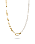 THOMAS SABO Connect Charm Necklace Paperclip with Pearls Gold