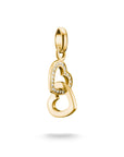 Gold-Plated Double Heart Charm with White Zirconia