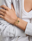 Gold-Plated Compass Charm with Green Nano Crystal