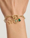 Gold-Plated Compass Charm with Green Nano Crystal