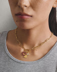 Gold-Plated Four-Leaf Clover Charm with White Zirconia