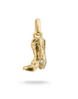 Gold-Plated Cowboy Boot Charm with White Zirconia