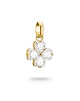 Gold-Plated Four-Leaf Clover Charm with Heart-Cut White Zirconia