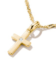 Gold-Plated Cross Charm with Zirconia Centre Stone