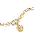 Gold-Plated Moon and Star Charm with White Zirconia