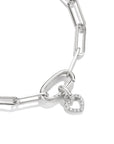 Silver-Plated Open Heart Charm with White Zirconia