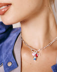 Silver-Plated Open Heart Charm with White Zirconia