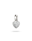 Silver-Plated Heart Charm with Prong-Set White Zirconia