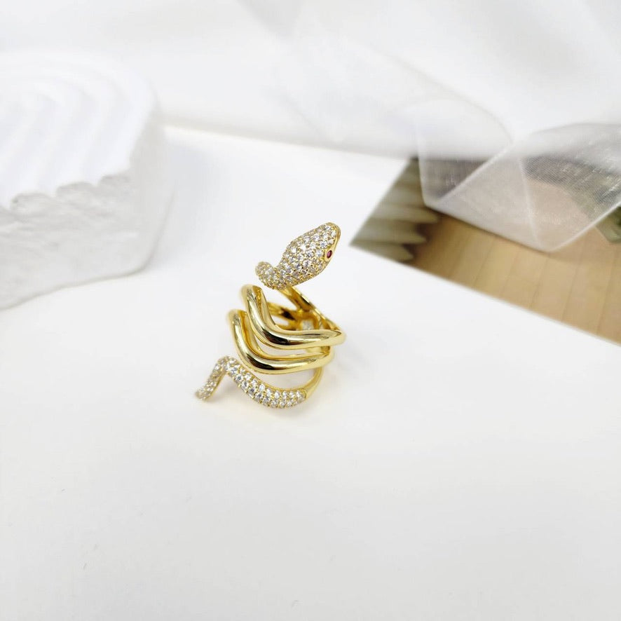 CORA CZ SNAKE RING - STERLING SILVER