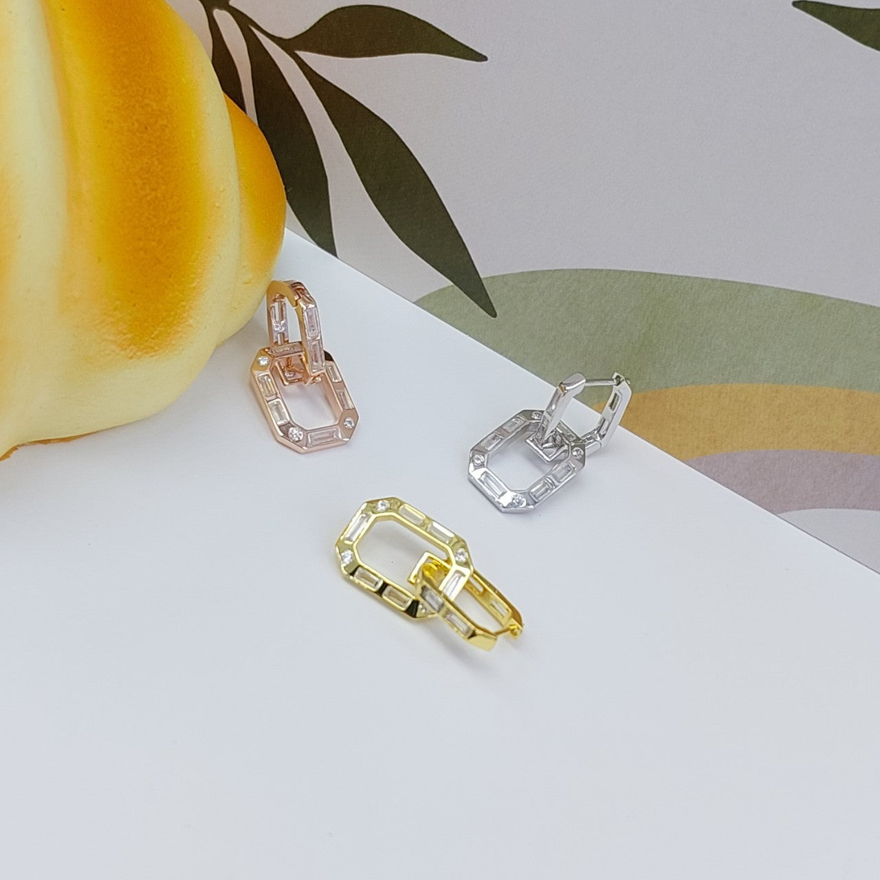 AHIA DROP HUGGIE EARRINGS  - STERLING SILVER