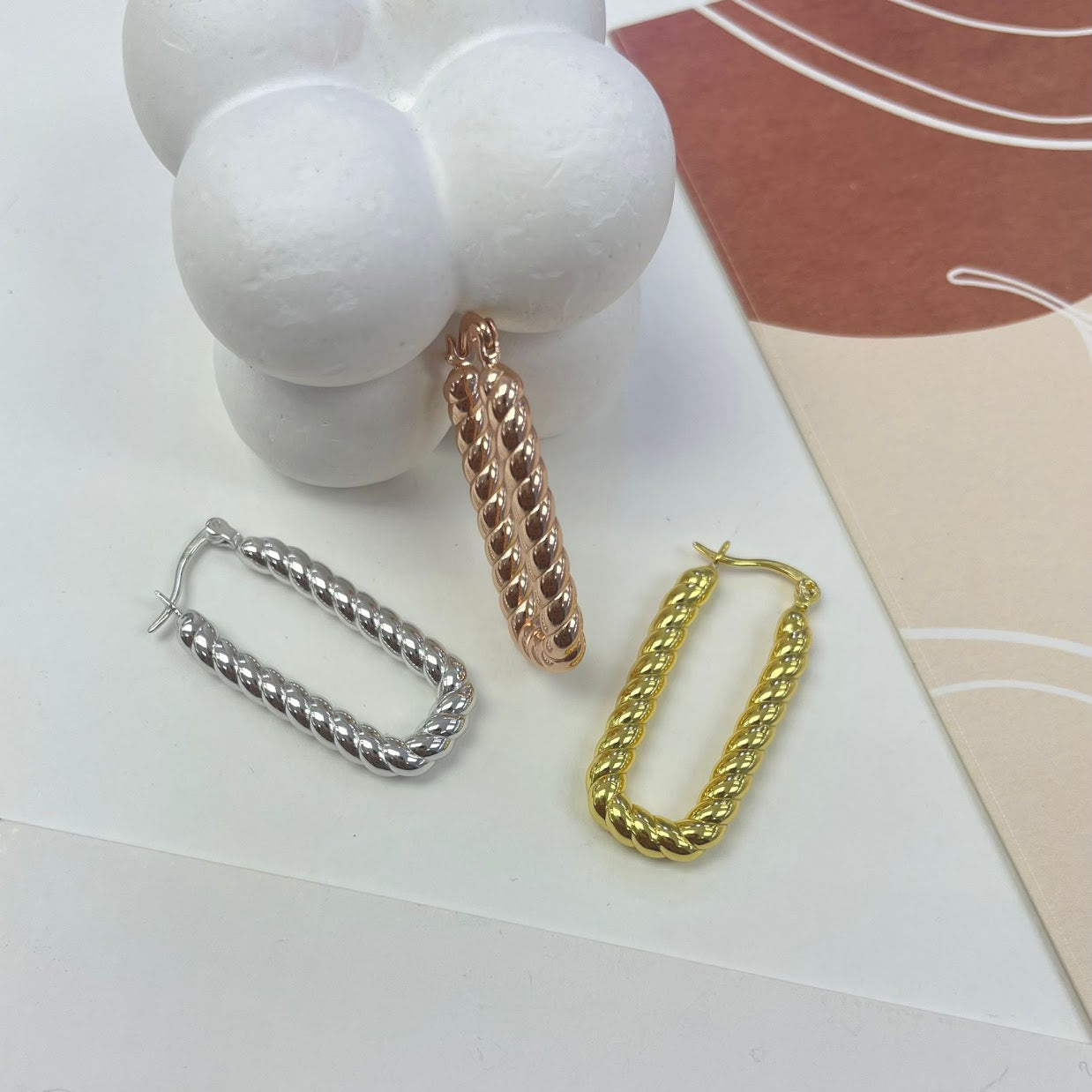 ROPE HOOP EARRINGS - STERLING SILVER