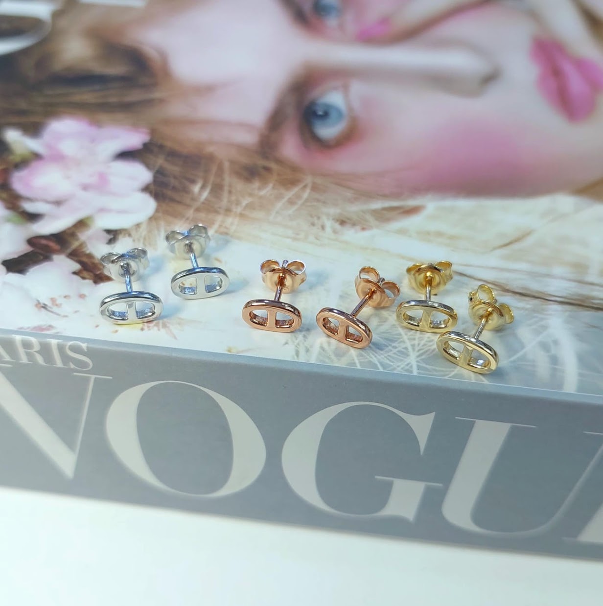 FRENCH CHAIN STUD EARRINGS - STERLING SILVER