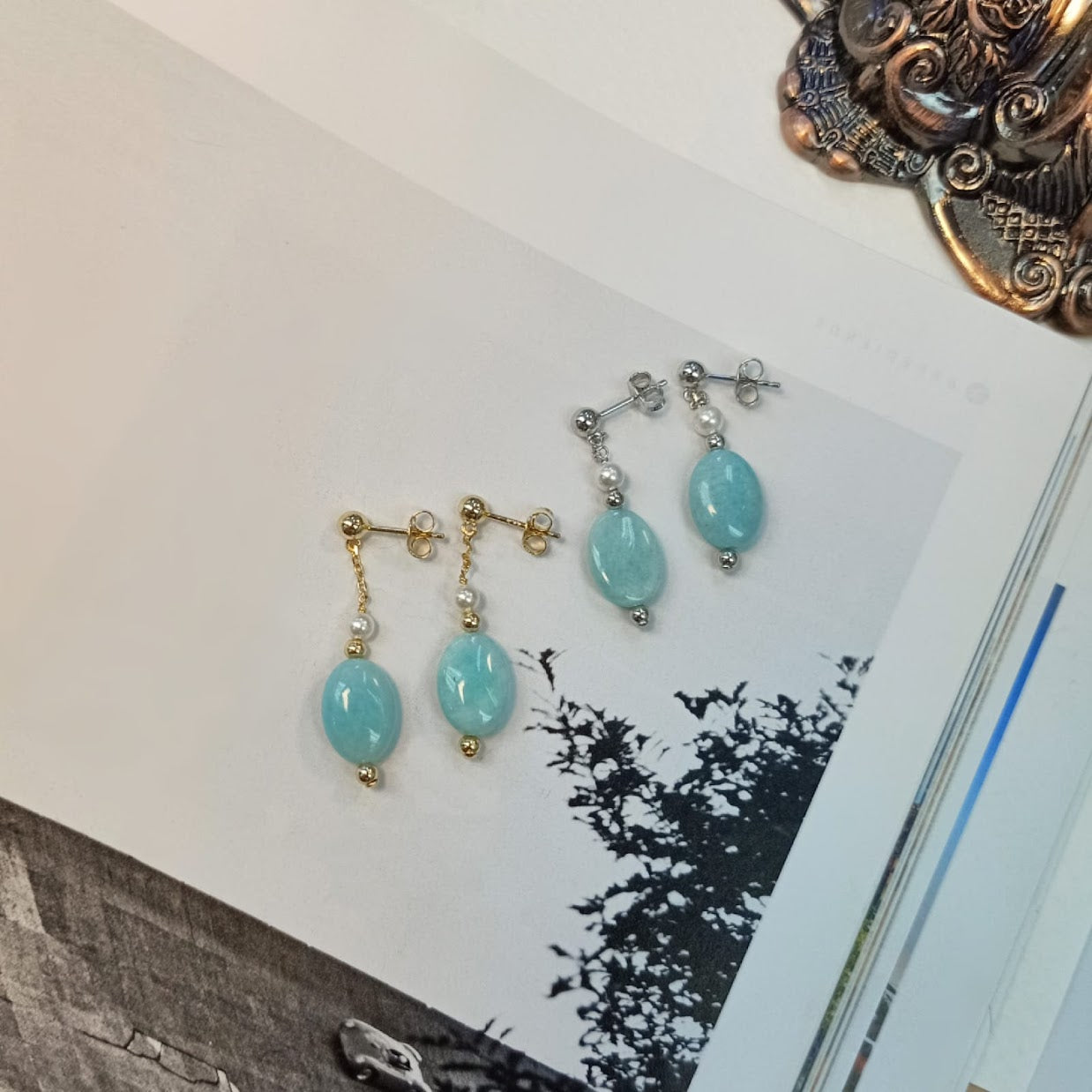 AMAZONITE DROP EARRINGS- STERLING SILVER